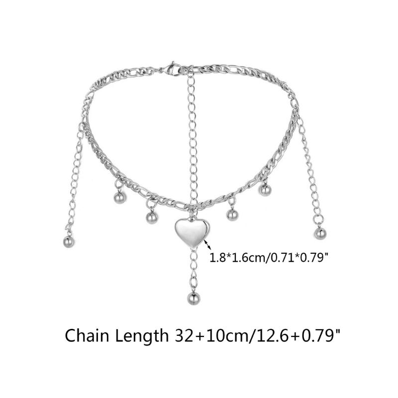 Punk Tassel Heart Pendant Necklace for Women Girls Gothic Sweet Cool Coarse Clavicle Chains Y2k Accessories Jewelry