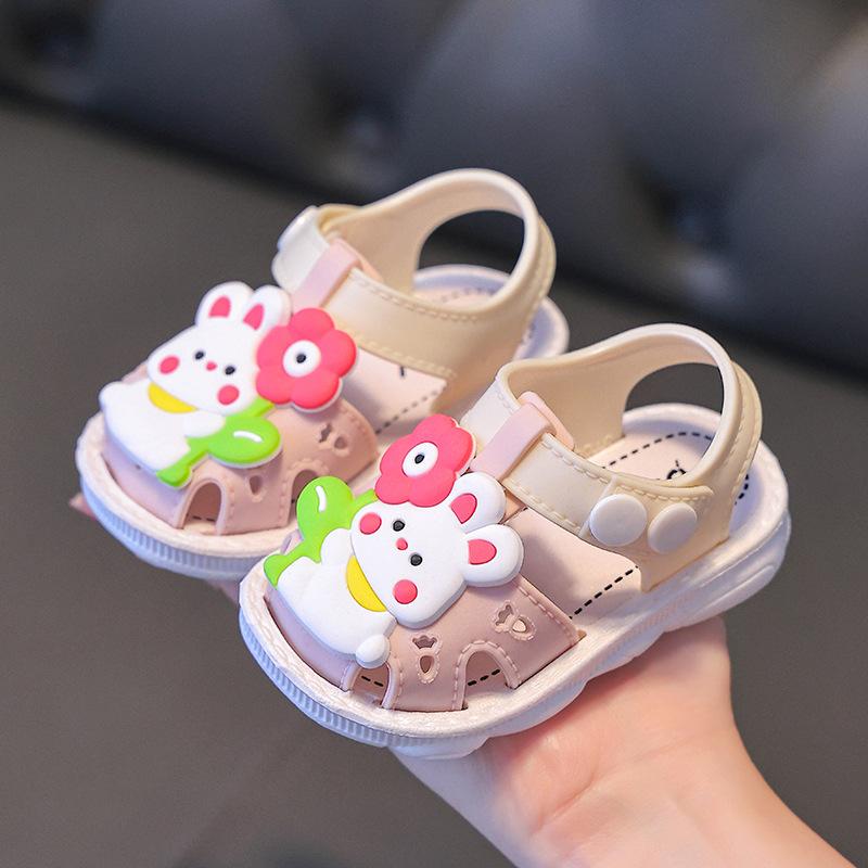 Girls' Sandals Summer 0-3 Years Old Baby Baotou Baby Toddler Shoes Non-slip Soft Sole Home Wear Children's Sandals