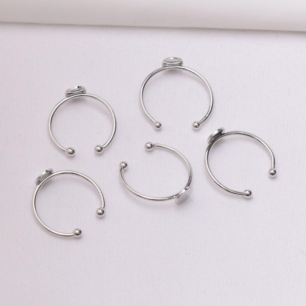 20pcs Color Retention 14K Gold Open Flat Drag Ring Sticky Pearl Ring Diy Handmade Adjustable Flat Ring Holder