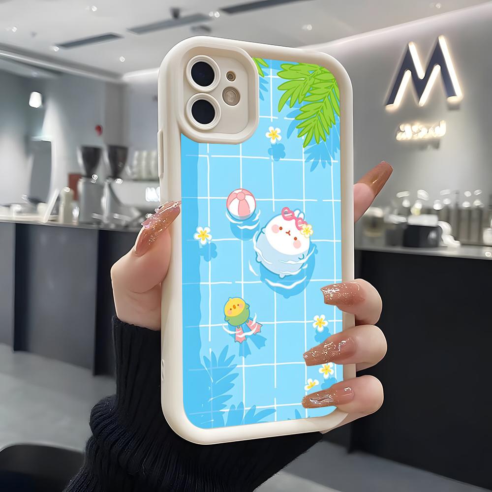 Cute A-molang Phone Case For IPhone Air 17 Pro Max 16 E 15 14 Pro Max 13 12 11 Mini Plus Soft Silicone White Cover