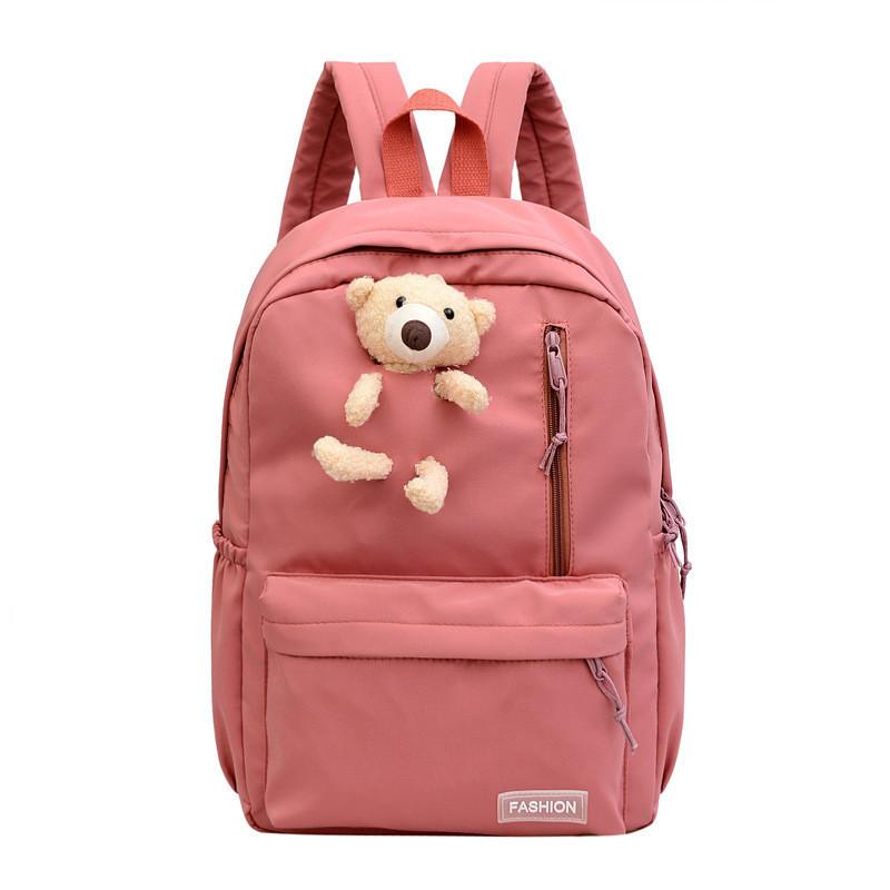 Korean Style Bear Backpack Large Capacity Stylish Nylon Soft Double Shoulder Bag