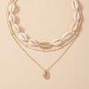 17KM 3pcs/1set  Clavicle Chain Multi-layer Accessories Female Bohemian Rice Bead Shell Pendant Necklace