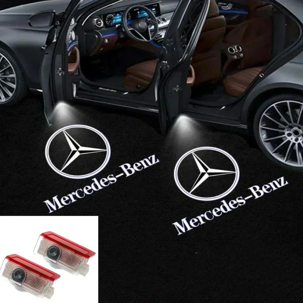 VVKQ9 2Pcs Car Door Sign Welcome Light LED Projection Lamp For Mercedes Benz AMG GLC GLA GLE GLS GL W204 W176 W205 W213 W166 W212 C180