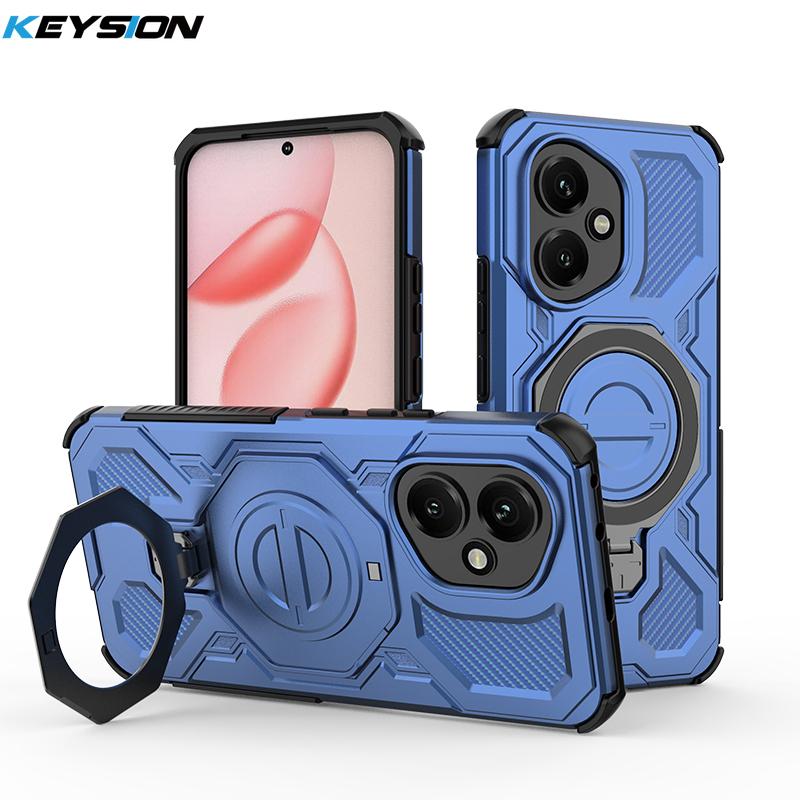 KEYSION Shockproof Magnetic Case for HONOR 400 Pro 5G Upright Live Metal Ring Stand Phone Back Cover for Huawei Honor 400 5G