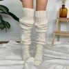 Hollowed Out Knitted Over Knee Long Socks for Women Winter Fall Thigh High Stockings Solid Color Thermal Long Leg Warmer