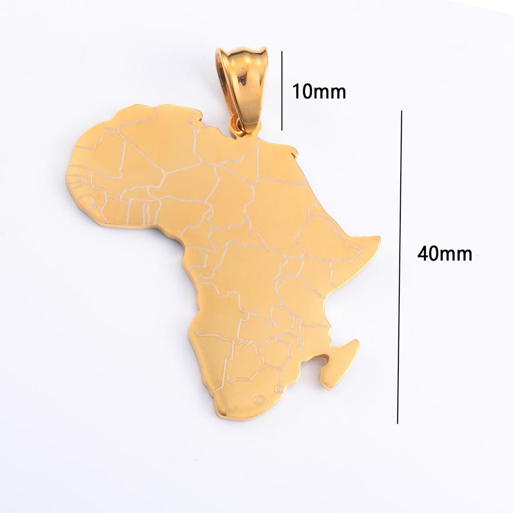 Collar con Colgante de Mapa Africano de Acero Inoxidable Hip Hop para Hombres Mujeres Encanto de Países de África Gargantilla Punk Joyería de Recuerdo de la Patria