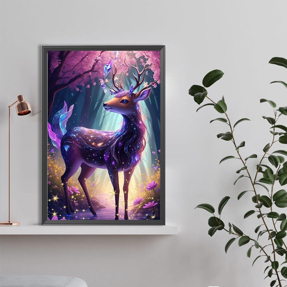 5D DIY Full Round Drill Diamond Painting Glow Deer Kit Home Decoration 40x60cm