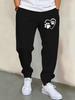 Pantaloni da Jogging da Uomo Paw-love Tasca Contorno Cuore Impronta di Zampa, Gamba Carino Design Animale Domestico, Pantaloni da Tuta Rilassati Traspiranti per Uscite Casuali Quotidiane