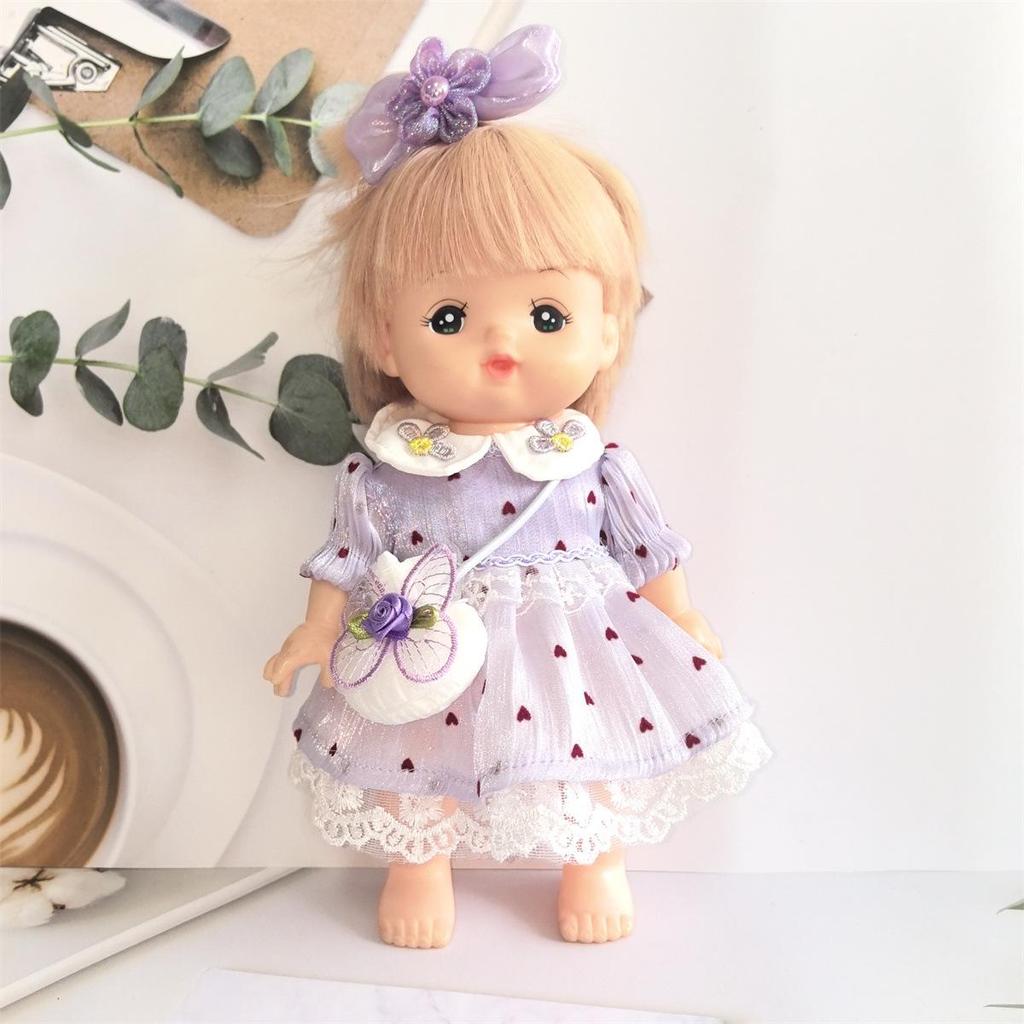 Heart Polka Dot Skirt & Butterfly Bag Set for 25cm Milu Tanggu Doll