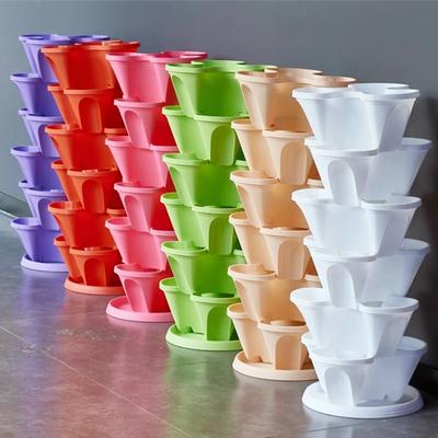 Combination Stackable Portability Plastic Flower Pot Three Petals Width 37cm Three-dimensional Multilayer Plant Vegetable Basin