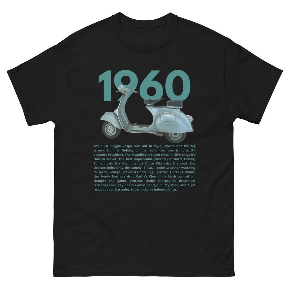 Vintage 1960 Born in 1960 Birthday Gift, Retro Scooter, Historic Year Events Tee Unisex T-Shirt XXL