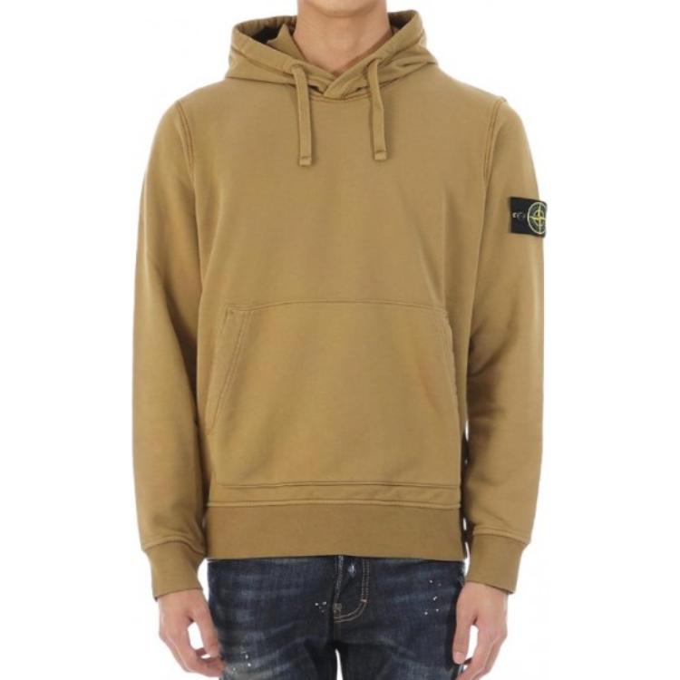 STONE ISLAND Ss23 Logo Patch Drawstring Hooded Pullover Long Sleeve Sweatshirt Men Sweatshirt Ginger-Yellow 101564151-V0098
