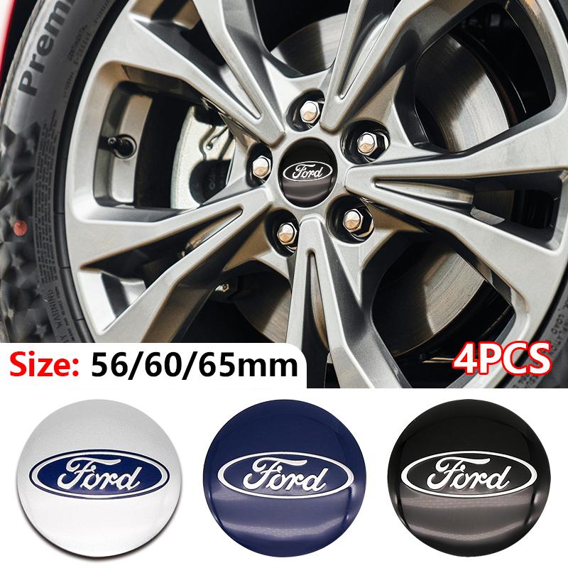 lvmhd7 4Pcs 56/60/65mm ABS Wheel Center Hub Cap Badge Emblem For Ford MK3 MK4 Focus MK2  Mondeo Fiesta Explorer Escape Kuga Auto Tuning