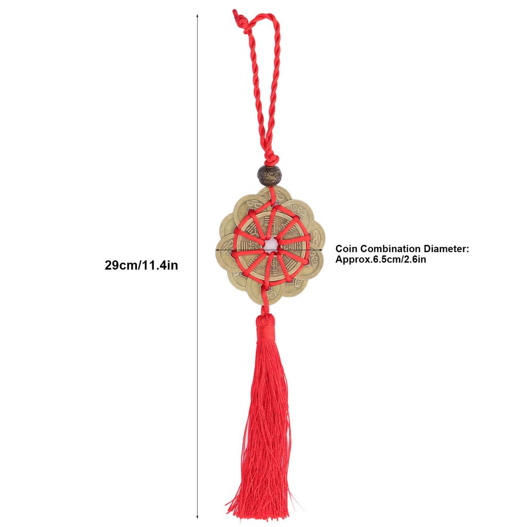 Chinese Feng Shui Fortune Money with Red String Hanging Ornament for Chinese New Yr Decoration
