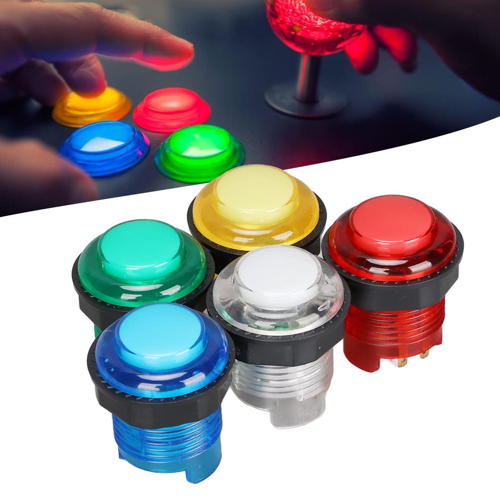 5pcs 28mm Arcade LED Light Push Buttons with Switch for Arcade Machine Game Joysticks (12V)