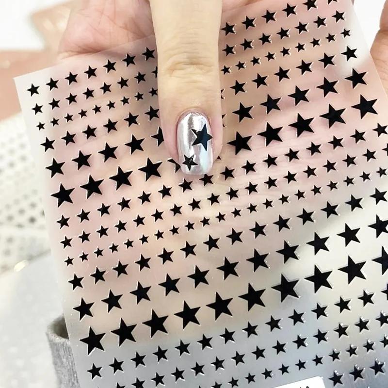 

1PC Black Star Nail Art Stickers, Y2K Pentagram & Cross Star Self-Adhesive Decals for Luxury Manicure United States