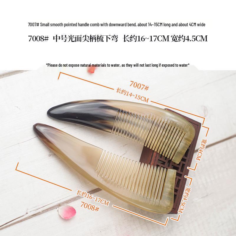 Hemei Natural Horn Comb for Ladies - Scalp Massage & Pointed Tail Design