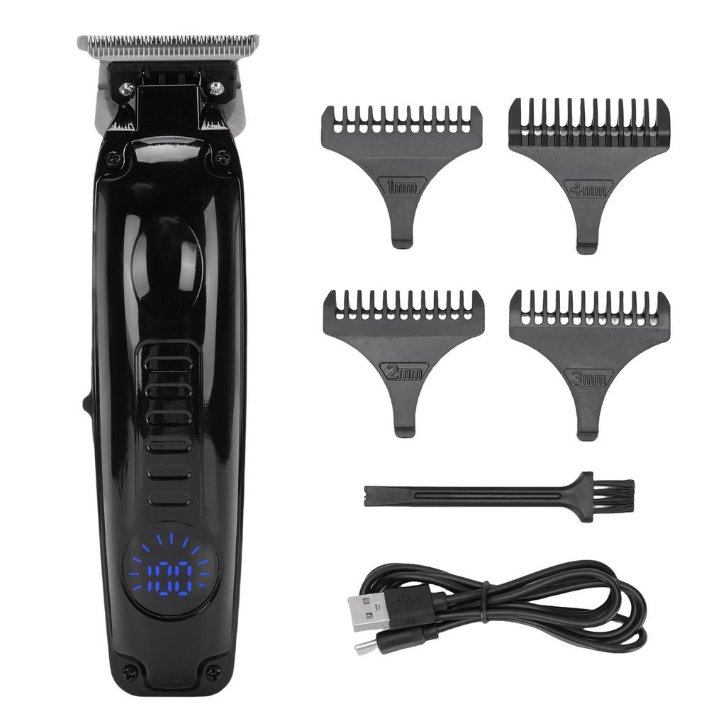 Electric Hair Clipper Powerful Low Noise USB Rechargeable Hair Trimmer Cutter for Men Digital Display with 4 Guide Combs