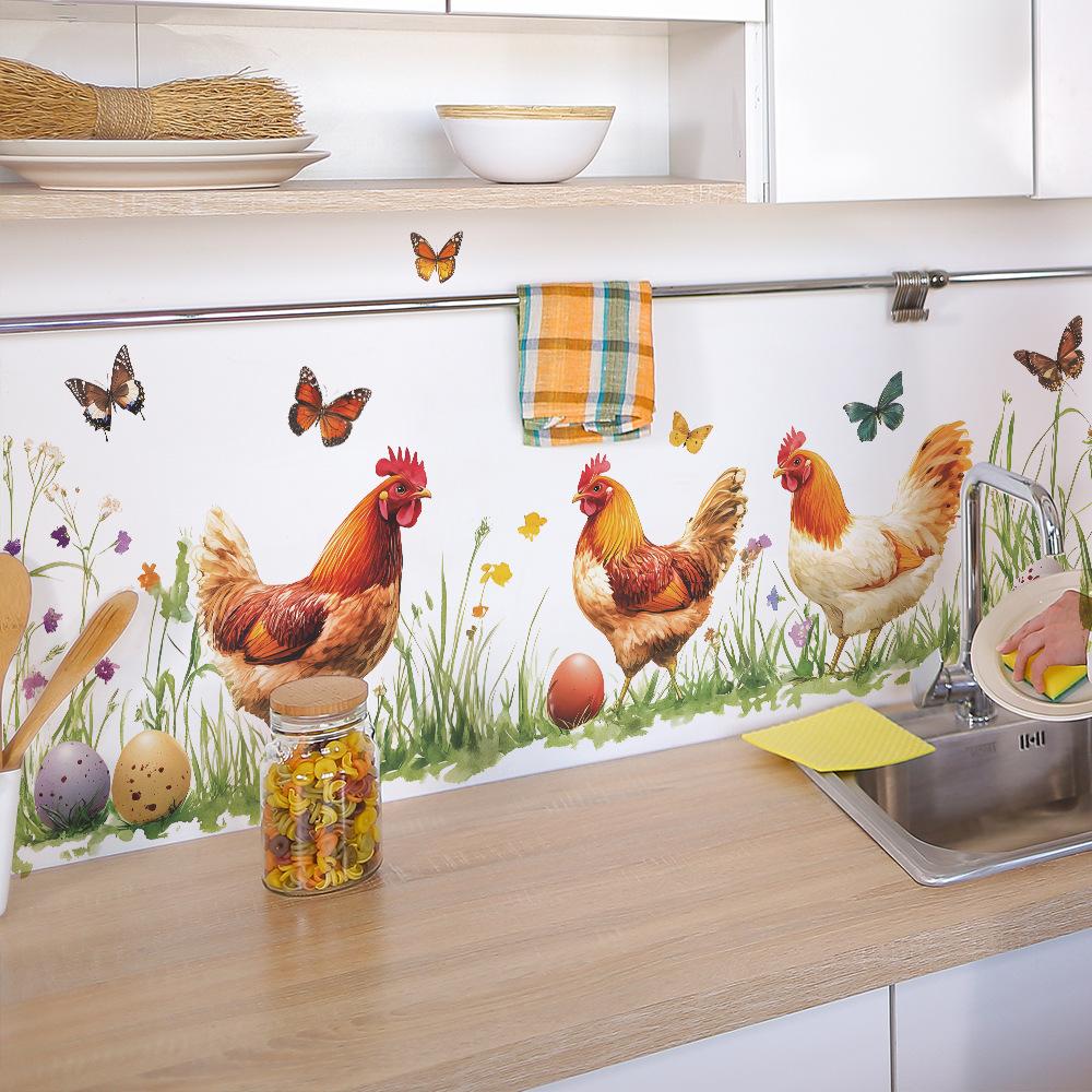 Country-style Rooster Kitchen Dining Room Home Background Beautification and Decoration Wall Stickers