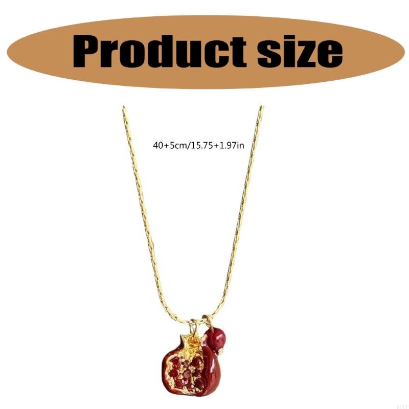 High Quality Alloy Necklace Adornment Featuring Pomegranate Gemstones