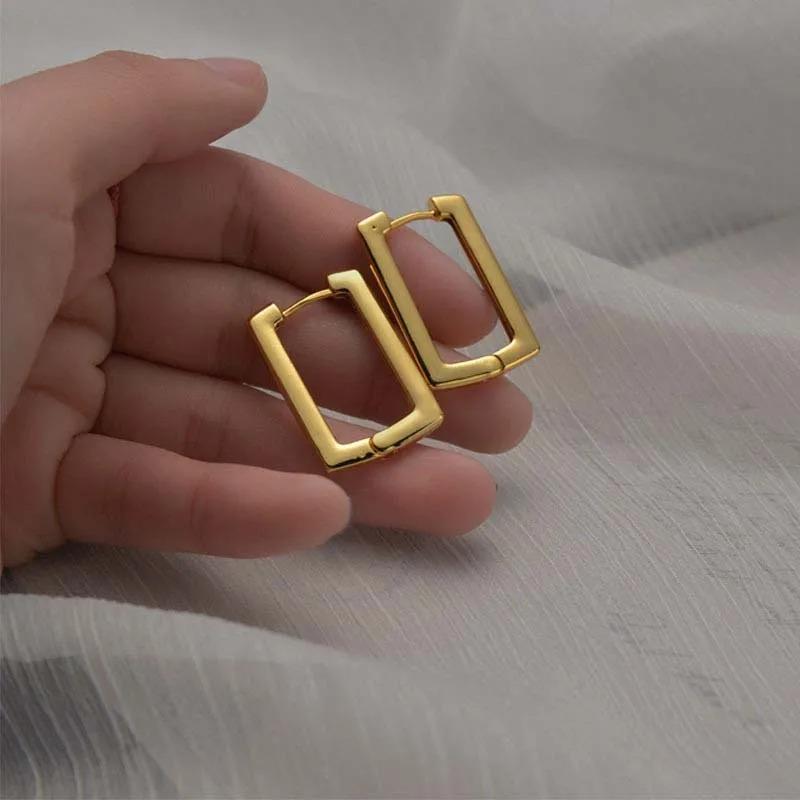Stainless Steel Square Geometric Earrings For Women Rectangular Gold Metal Earrings Trendy Jewelry Gifts