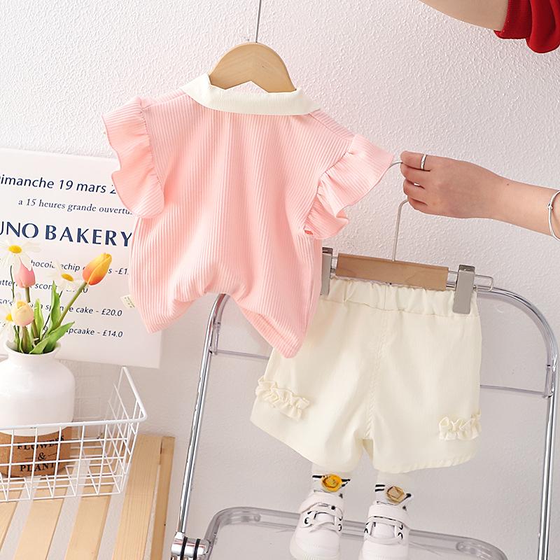 Dívčí 2dílná letní sada oblečení Tričko s krátkým rukávem a kalhoty Dětská ležérní souprava