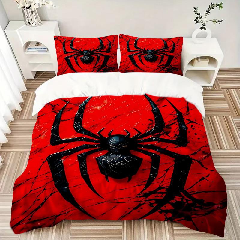 3pcs Spider Symbol Bedding Set, Includes Without Pillow Inserts, Soft Comfortable Bedding Set,All-Season Use a0924078