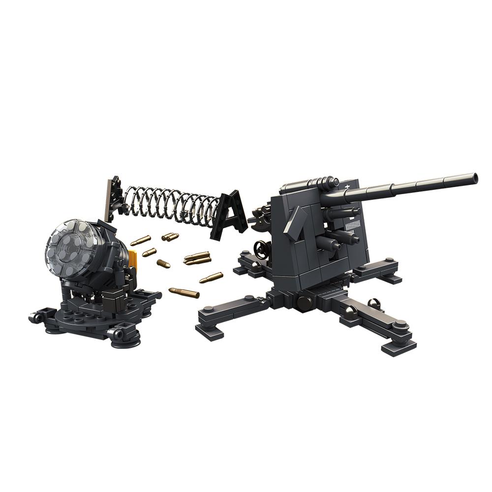 World War Army Military Soldiers Krupp 12.8cm PAK 44 Heavy Anti-Tank Gun Assemble Building Blocks Bricks Education Model DIY Toy