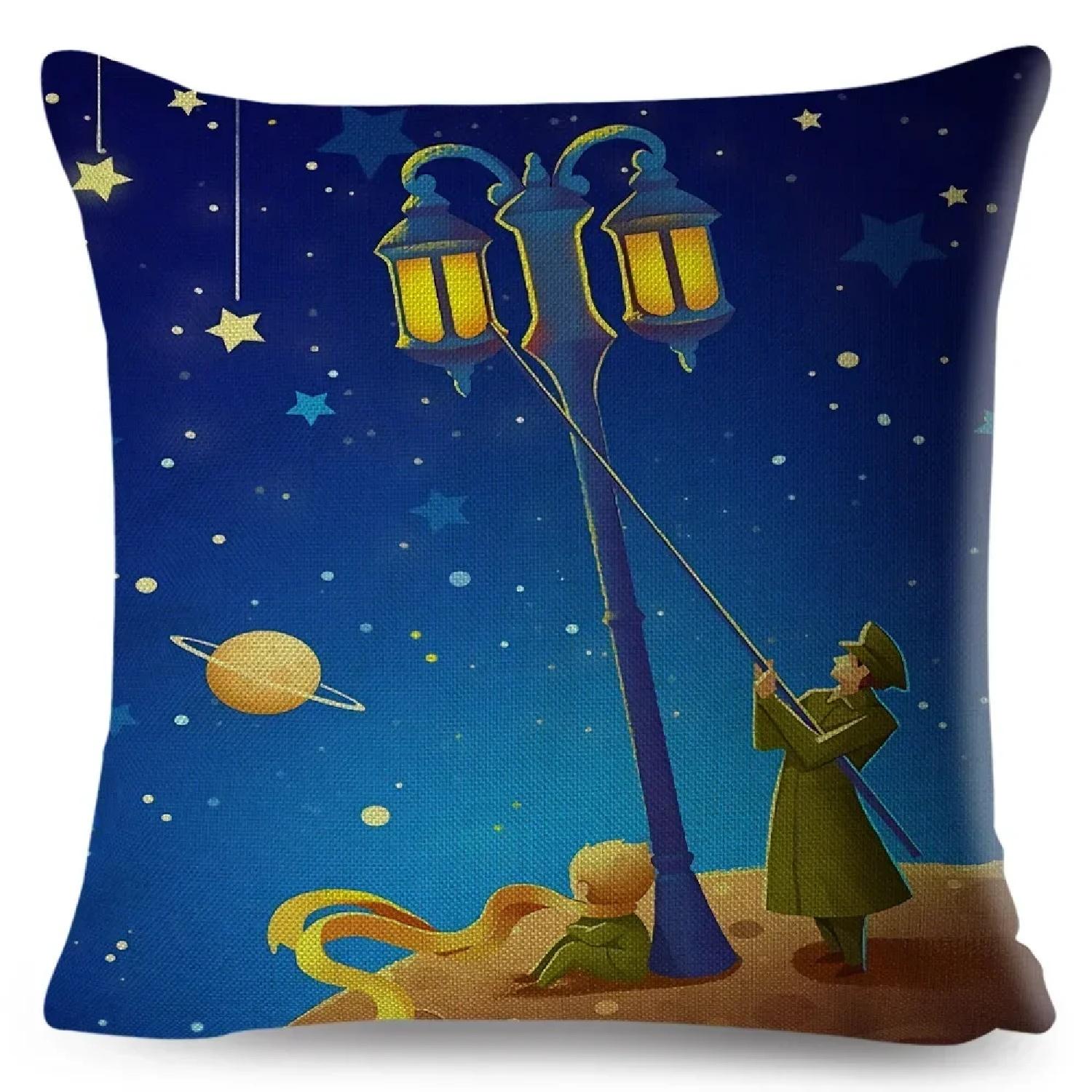 

Cartoon Little Prince Pillow Case Decor France Anime Print Cushion Throw Pillowcase for Sofa Home Children Room,(1) 66x66cm