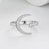 Crescent Moon & Star Open Ring: Elegant European and American Fashion for Women