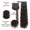 Long Wavy Kinky Curly Velcro Clip In Ponytail Hair Extensions Synthetic Natural Color Hairpieces