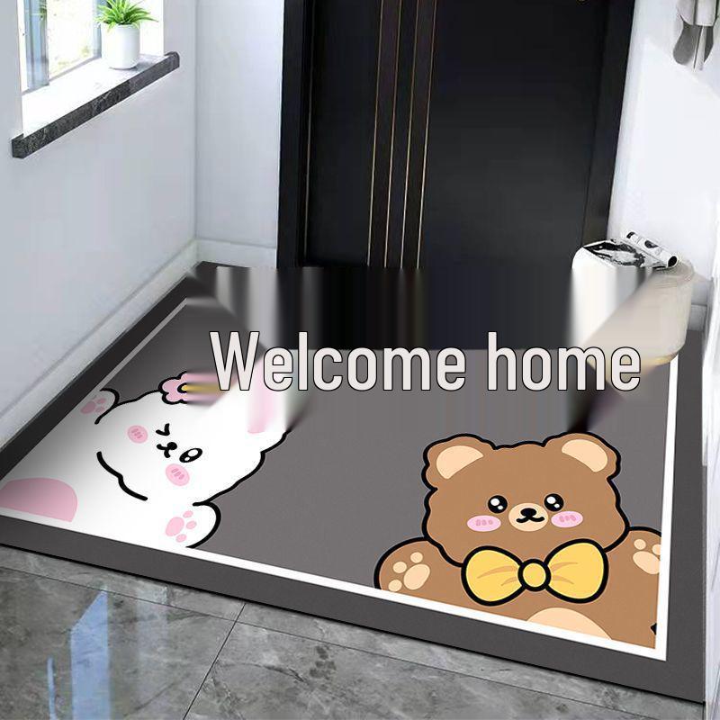 Серый Мультяшный Абсорбирующий Коврик для Двери из Диатомовой Земли - Грязеотталкивающий Входной Коврик для Дома 40*60 cm