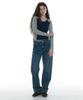 PARTIMENTO WOMEN Cut-Out V-Neck Colorblock Long Sleeve Tee_Navy