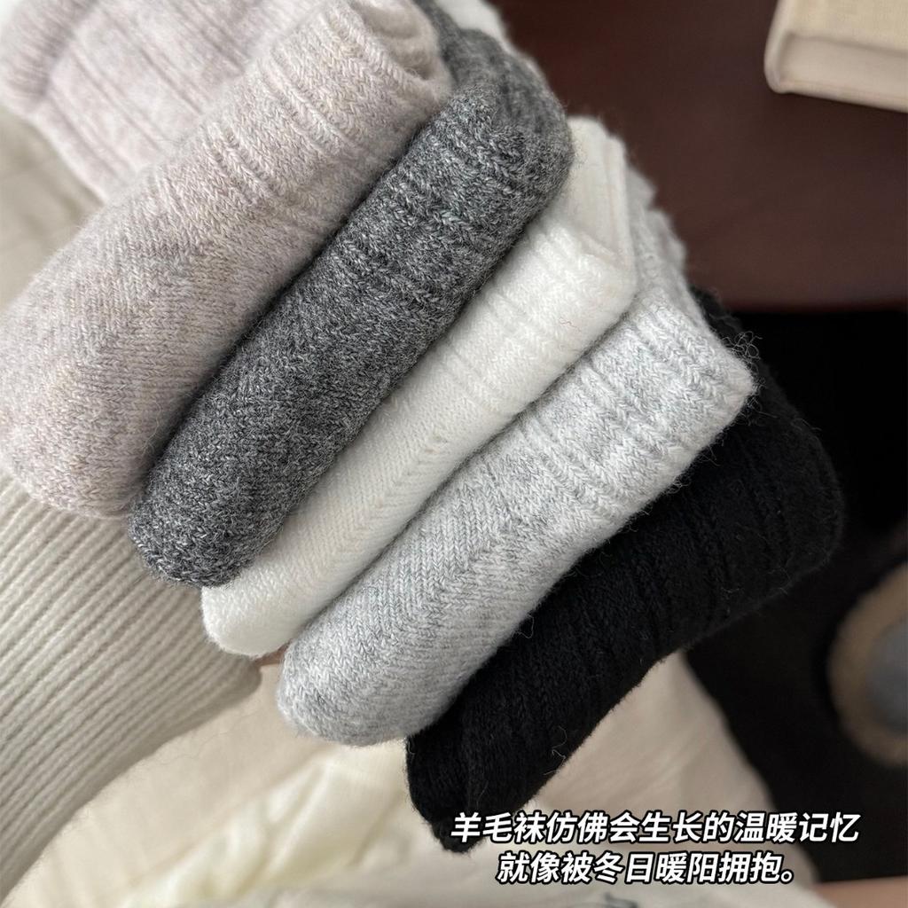 Gray Wool Socks Girls Spring And Autumn Trendy Tube Socks Pile Socks Thick Warm Stockings