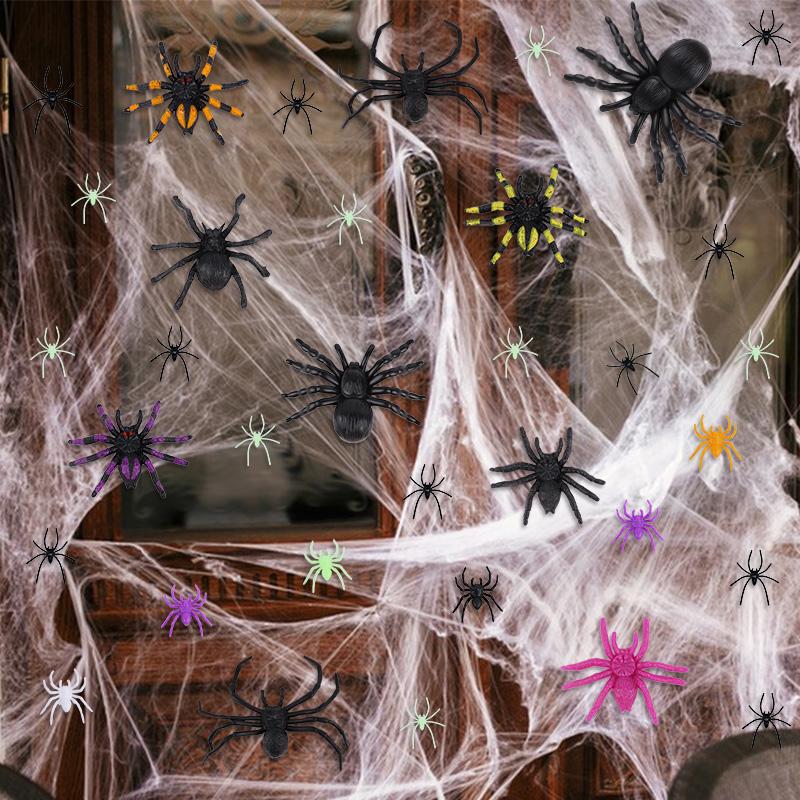 5-70Pcs Plastic Fake Spider Set Kids Trick Prank Toys Halloween Party Home Table Ornaments Indoor Outdoor Spider Web Decoration