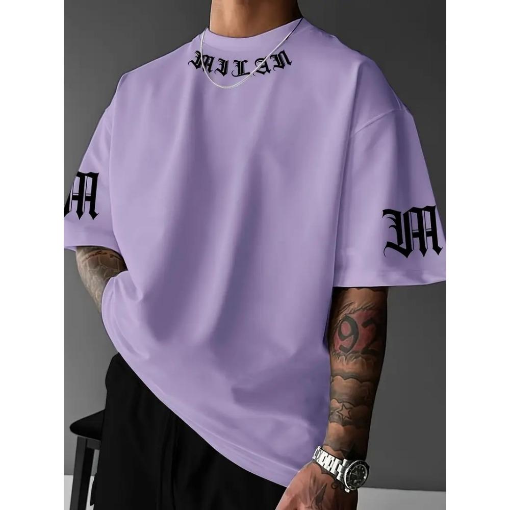 A New Men's T-shirt for the Summer of 2026featuring Casual and Fashionable Letter Prints and Breathable Streetwear Style