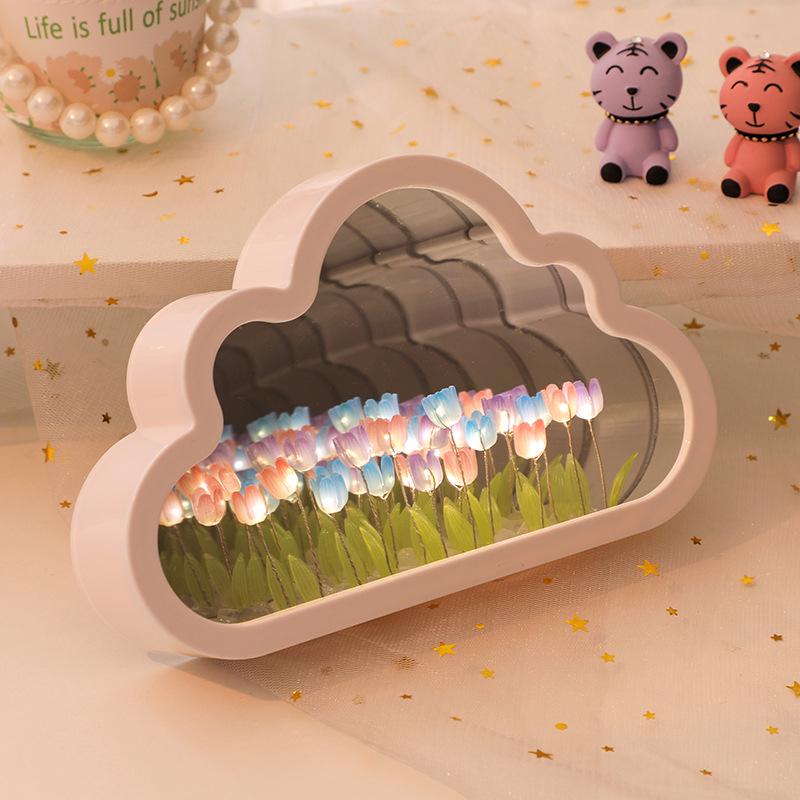 Tulip Flower Sea Cloud DIY Night Light – Handmade Desktop Atmosphere Light, Perfect for Mother's Day or Birthday Gifts