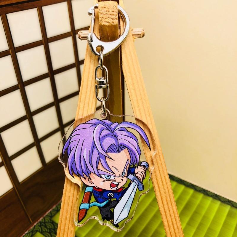 Anime  Z Keychain Acrylic Pendant, Son Goku Trunks Buu Piccolo Key Ring, Cartoon Cosplay Bag Purse Accessories Gift
