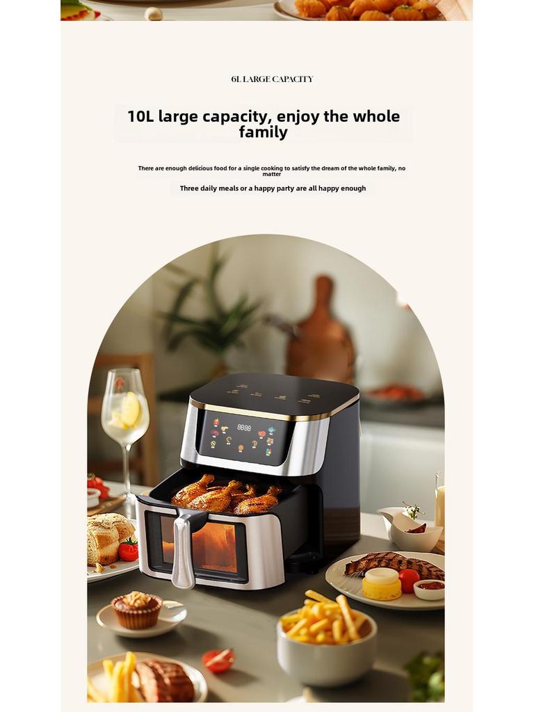 Smart Stainless Steel Air Fryer with Visual Display - Large Capacity, US Standard
