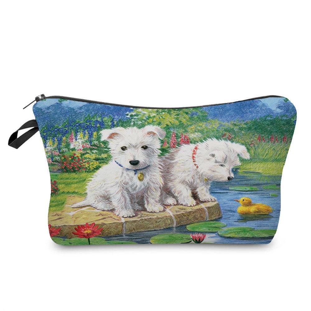 Women Dog Print Cosmetic Bag Toiletries Organize Travel Storage Case 6774