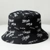 Fashion Graffiti Letters Print Cotton Bucket Hat For Men Women Double-sided Wear Wide Brim Sun Hats Soft Foldable Fisherman Caps