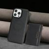 For iPhone 14 Pro Kickstand Case Tri-fold Card Bag PU Leather Coated TPU Cover Compatible with MagSafe