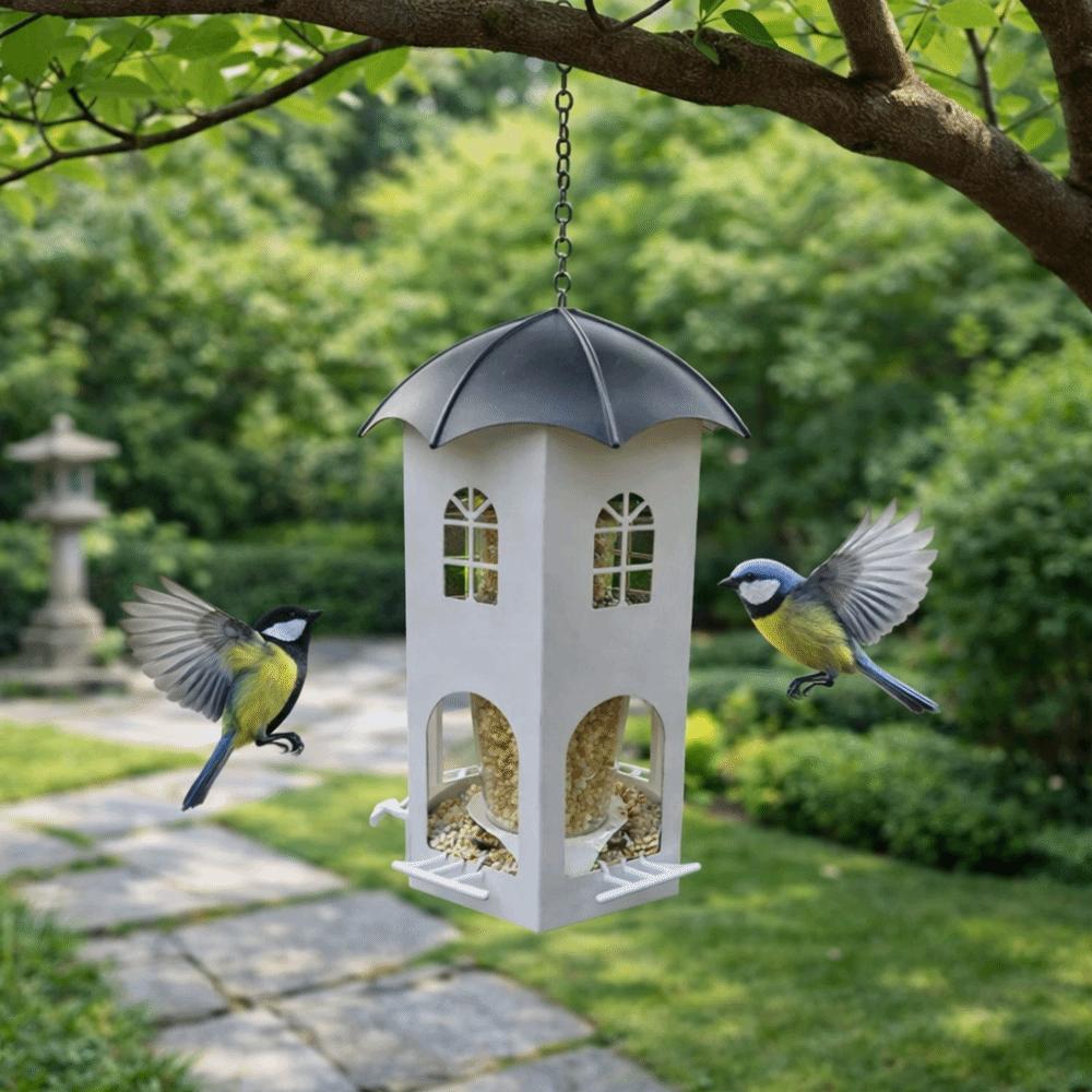 Waterproof Castle Bird Feeder Squirrel Proof Bird Feeding Station Hanging Bird Feeder  Patio