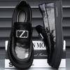 Men's leather shoes spring and autumn new one-pedal lazy beanie shoes soft sole breathable business casual shoes platform loafers