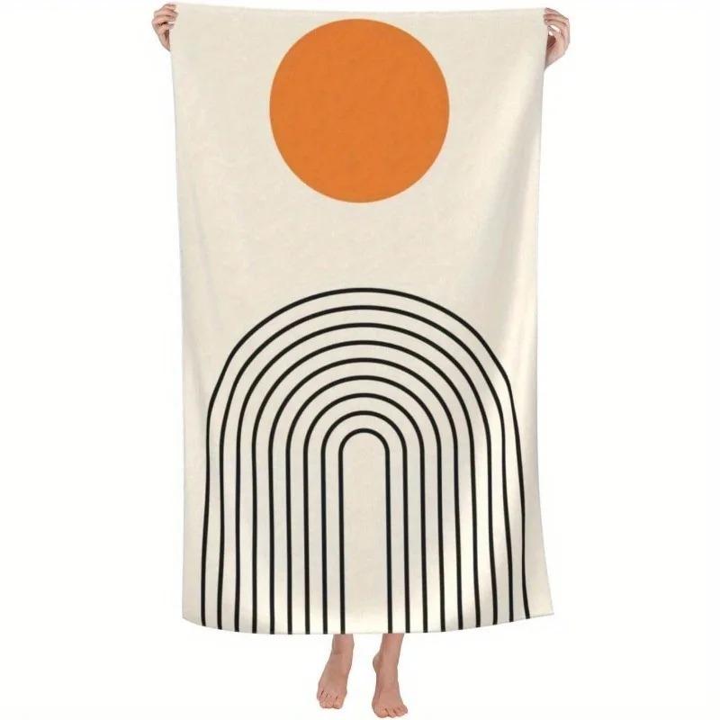 Abstract Boho Beach Towel Large Minimalist Line Bath Towel Quick Dry Sand Free Swimming Pool Travel Blanket Summer Vacation Gift