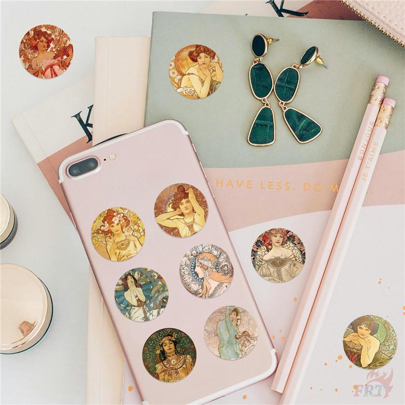 500Pcs/Roll Mucha Art. Retro Girls Kids Rewards Stickers - DIY Scrapbooks Album Decor Sealing Label Decals