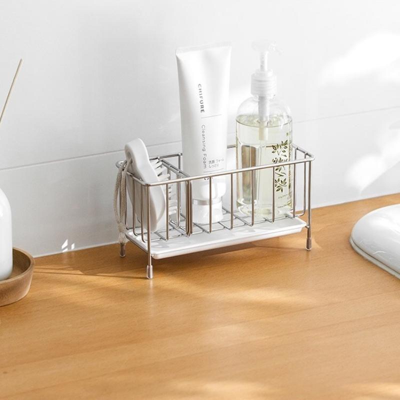 

Stainless Steel Table Top Drain Rack, Household Adjustable Sink Storage Rack, Suitable For Kitchen, Bathroom, Sponge Storage