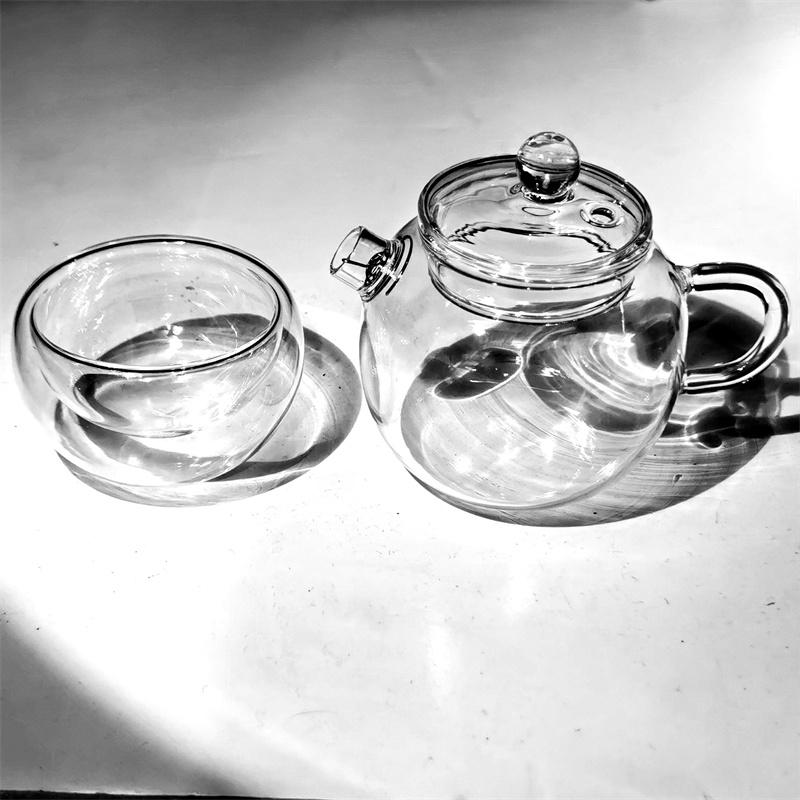 1Pcs 120ML Mini Glass Teapot And 50ml Double Glass Cup Japanese Style Tea Maker Heat-resistant Small Pot Filter Teaset