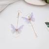 Super Fairy Asymmetrical Butterfly Earrings Long Circle Fringed Pearl Zircon Pendant Earrings