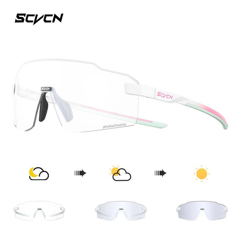 SCVCN Farbige photochrome Radsportbrille Sonnenbrille für Herren Radsport Straßen- und Mountainbike-Brille sowie für Damen Freizeit Wandern Winddicht
